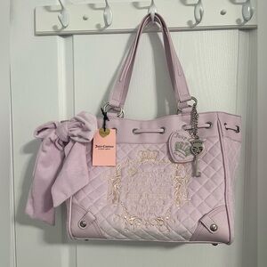 Juicy Couture Light Pink Quilted Tote with Bow